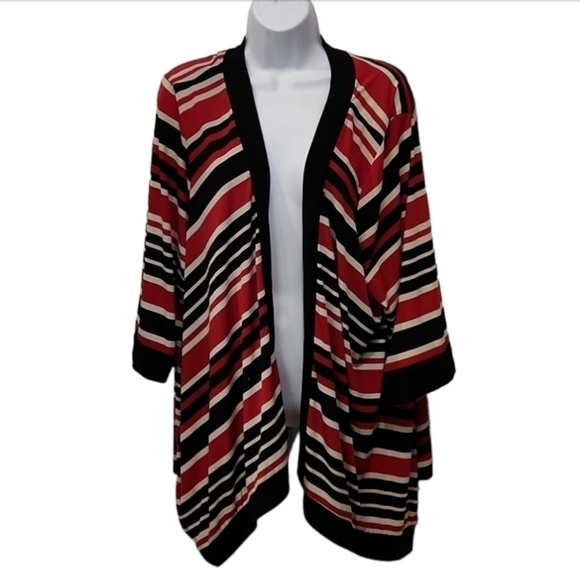 Catherine's Striped Open  Front Lightweight Cardigan - Picture 1 of 4